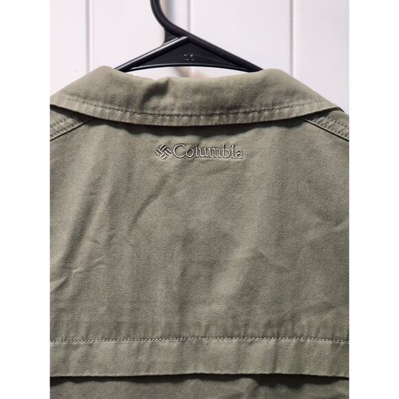 Columbia Women's M Green Cotton Utility Vest Zip Front Pockets Adjustable - Picture 6 of 9